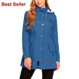 Lightweight Hooded Waterproof Rain Jacket, 98% Polyester 2% Spandex